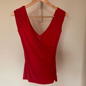 White House black market red orange off shoulder blouse